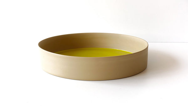 circular deep porcelain tray or fruit bowl
