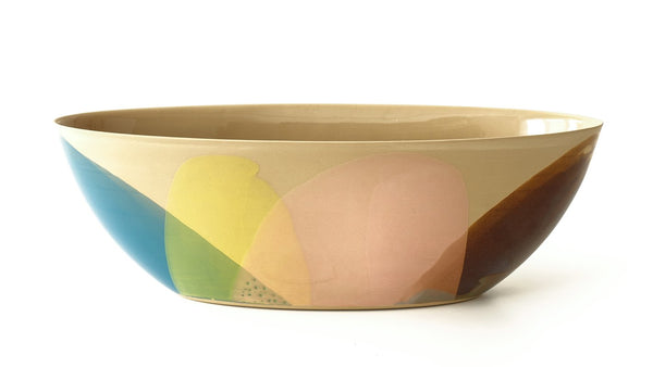 oval shaped deep porcelain hand cast bowl